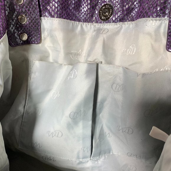 Vintage Whiting & Davis Purple Mesh and Snakeskin Embossed Leather Bag - Picture 8 of 13